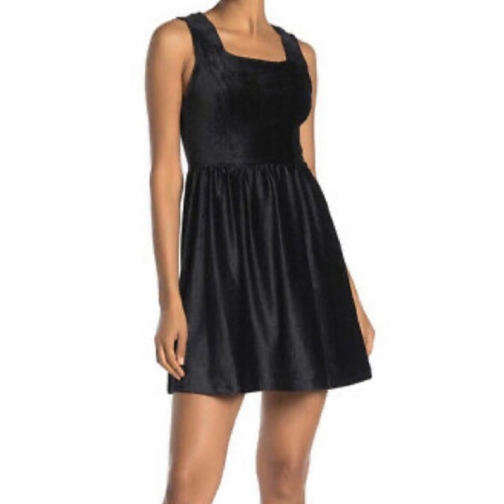 GOOD LUCK GEM / black velvet/corduroy dress / size medium - Picture 1 of 6